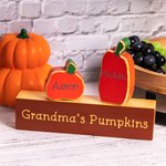 Personalized Pumpkins Family Block Set Fall Wooden Sign Decor for Home Table Shelf Halloween Thanksgiving Gift