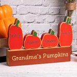 Personalized Pumpkins Family Block Set Fall Wooden Sign Decor for Home Table Shelf Halloween Thanksgiving Gift