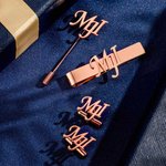 Personalized Name Initial Cufflinks Tie Bar Lapel Pin Set Birthday Wedding Anniversary Gift for Men