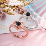 Personalized Heart 100 Languages I Love You Photo Projection Photo Ring