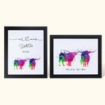 Texas Longhorn Cow Couple Watercolour Art Print