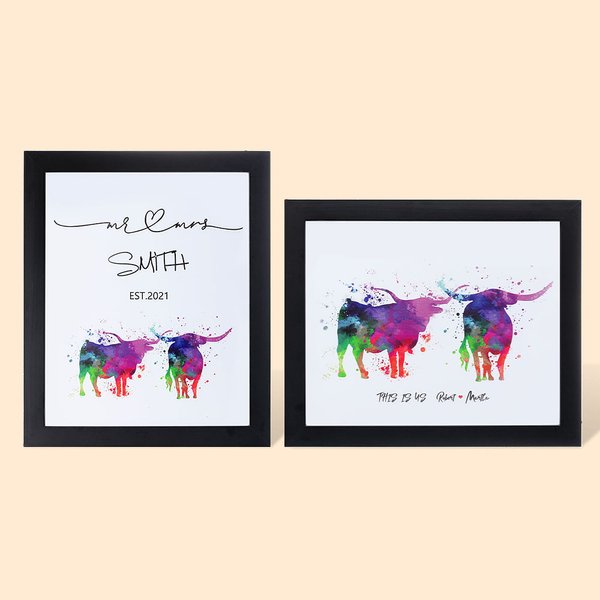 Texas Longhorn Cow Watercolor Art Print