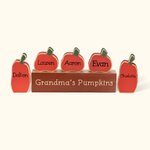 Personalized Pumpkins Family Block Set Fall Wooden Sign Decor for Home Table Shelf Halloween Thanksgiving Gift