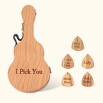 Coffret de rangement pour médiators en bois de cerisier avec 1-5 médiators Cadeau d'anniversaire pour joueur de guitare musicien