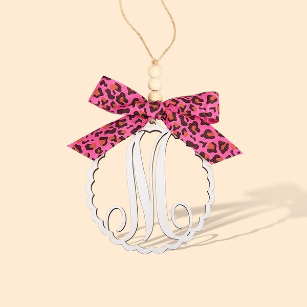 Perline Monogram personalizzato auto specchio fascino regalo per lei