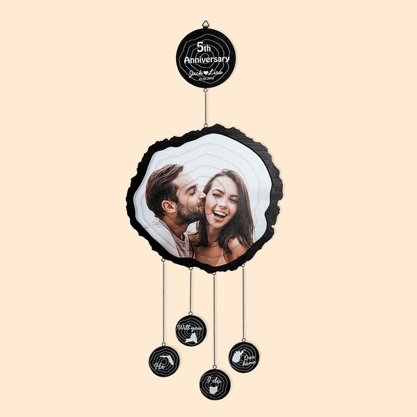 Annual Ring Photo Wind Chimes with State Map For Anniversary