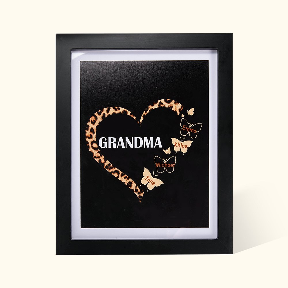 Heart Leopard Pattern Butterflies Personalized Picture Frame