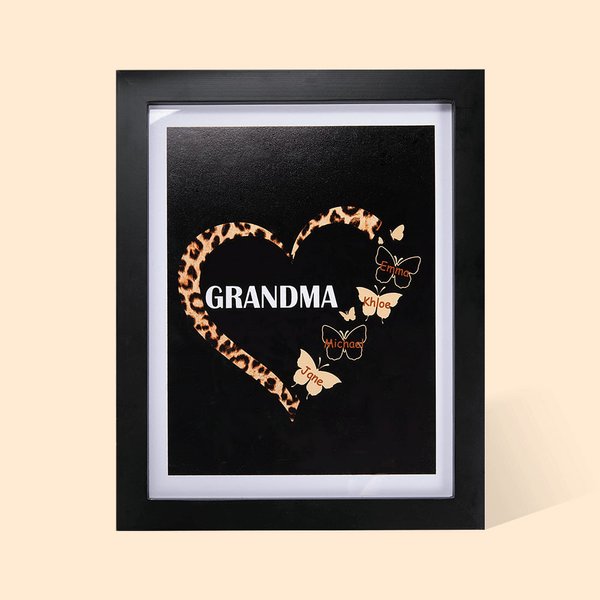 Heart Leopard Pattern Butterflies Picture Frame