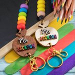 Wooden Apple Teacher Lanyard & Keychain Gift
