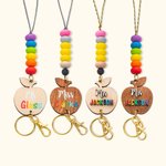 Personalized Wooden Apple Lanyard & Keychain