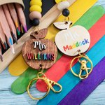 Wooden Apple Teacher Lanyard & Keychain Gift