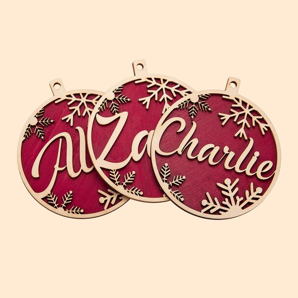 Gepersonaliseerd Sneeuwvlok Houten Kerstboom Ornament met Naam Stocking Stuffer Kerstcadeau voor Familie