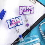 Personalized Glitter ID Acrylic Badge Reel with Name for Nurse Doctor Medical Staff