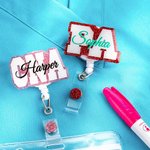 Personalized Glitter ID Acrylic Badge Reel with Name for Nurse Doctor Medical Staff