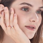 Personalizada rectangular 1-10 Familia Birthstone Anillo de plata esterlina Día de la Madre de regalo para ella