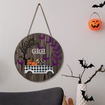 Custom Round Halloween Pumpkins and Bats  Door Sign for Halloween Party