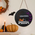 Custom Round Halloween Pumpkins and Bats  Door Sign for Halloween Party