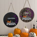Custom Round Halloween Pumpkins and Bats  Door Sign for Halloween Party