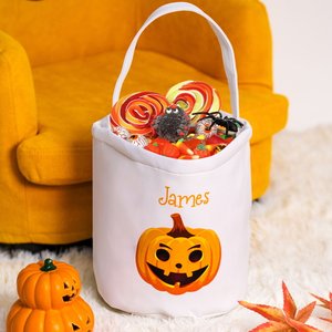 Henkilökohtainen kurpitsa noita hattu Design ämpäri nimi Halloween kikka tai Treat lahja lapsille