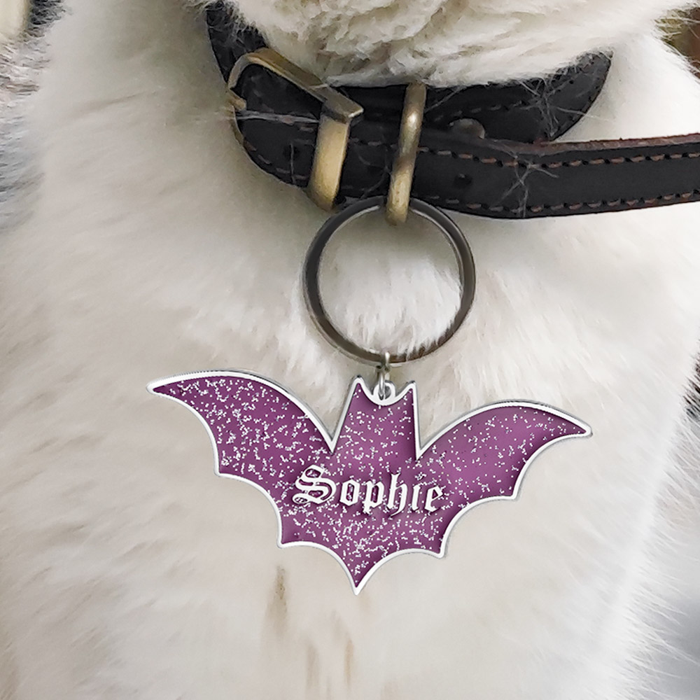 Personalised Stainless Steel Gothic Pet Dog ID Name Tag Pet Halloween