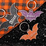 Personalized Gothic Glitter Bat Pet Dog ID Name Tag Pet Halloween Costume Gift for Pet Owners Lovers