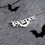 Personalized Minimalist Gothic Bat Name Necklace Halloween Jewelry Gift Christmas Gift for Women