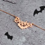 Personalized Minimalist Gothic Bat Name Necklace Halloween Jewelry Gift Christmas Gift for Women