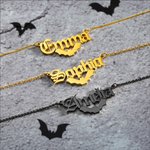 Personalized Minimalist Gothic Bat Name Necklace Halloween Jewelry Gift Christmas Gift for Women