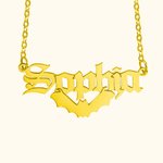Personalized Minimalist Gothic Bat Name Necklace Halloween Jewelry Gift Christmas Gift for Women