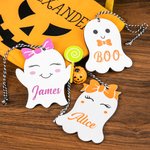 Customised Halloween Boo Ghost Name Candy Bag Tags