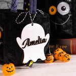 Halloween Autumn Wooden Hanging Decorations Bag Basket Tags
