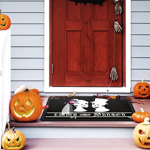 Henkilökohtainen Horror Couple Skull Doormat nimi liukumaton Home Decor päivä Halloween Housewarming lahja pariskunnalle