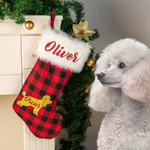 Individuelles Haustier Silhouette rot karierten Weihnachtsstrumpf