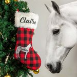 Individuelles Haustier Silhouette rot karierten Weihnachtsstrumpf