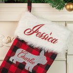 Individuelles Haustier Silhouette rot karierten Weihnachtsstrumpf