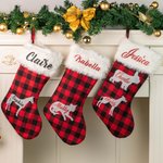 Individuelles Haustier Silhouette rot karierten Weihnachtsstrumpf