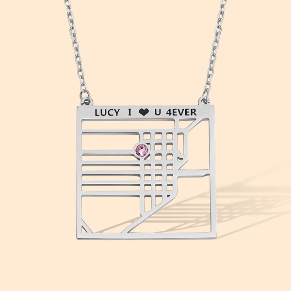 Collier à Personnaliser avec Carte Bijoux en Argent Sterling