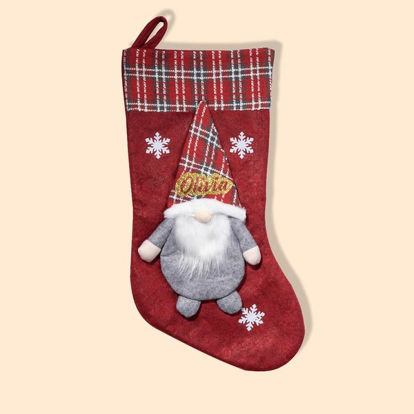 Christmas Stocking Personalized Gnomes Elf