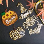 Halloween Leopard Bag Tags with Name & Monogram