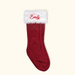 Personalized Cable Knitting Christmas Stockings with Embroidery Names Gift for Family