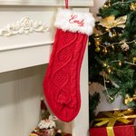 Personalised Cable Knitting Christmas Stockings with Embroidery Names Gift for Family