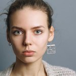 Personalized Sterling Silver Map Earring Jewelry Gift for Her