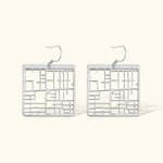 Personalized Sterling Silver Map Earring Jewelry Gift for Her