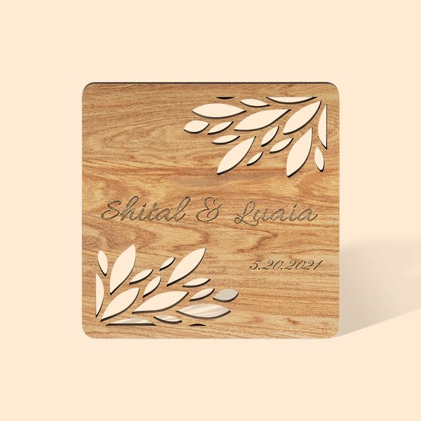 Personalized Wooden Party Guest Favor Coasters 10pc