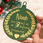 First Christmas Newborn Baby Birth Stats Ornament Hanging