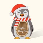 Hucha de madera para niños Christmas Cute Penguin