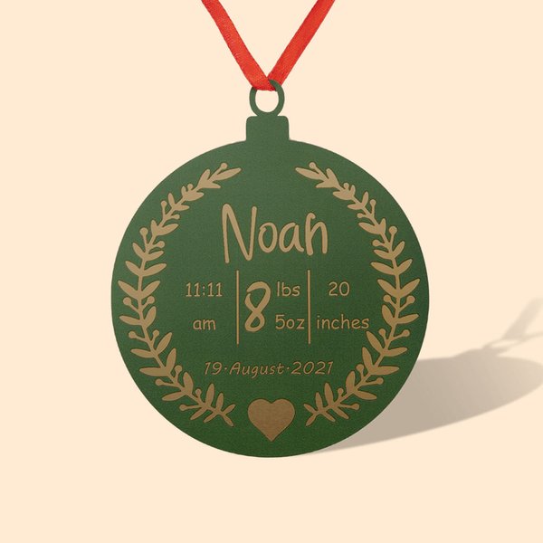 First Christmas Newborn Birth Stats Ornament