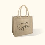 Personalised Burlap Jute Tote Bag with Name or Letter Wedding Party Bridal Shower Gift for Bridesmaid Friends