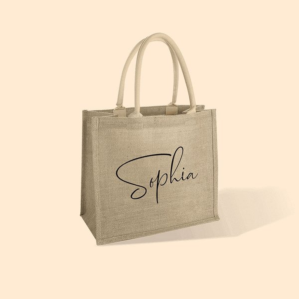 Sac en toile de jute personnalisé avec nom ou lettre Fête de mariage Cadeau de douche de mariage pour demoiselle d'honneur Amis