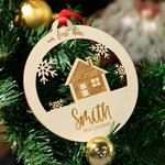 Personalized Housewarming Gift Wooden Christmas Ornament Our First Christmas in Our New Home